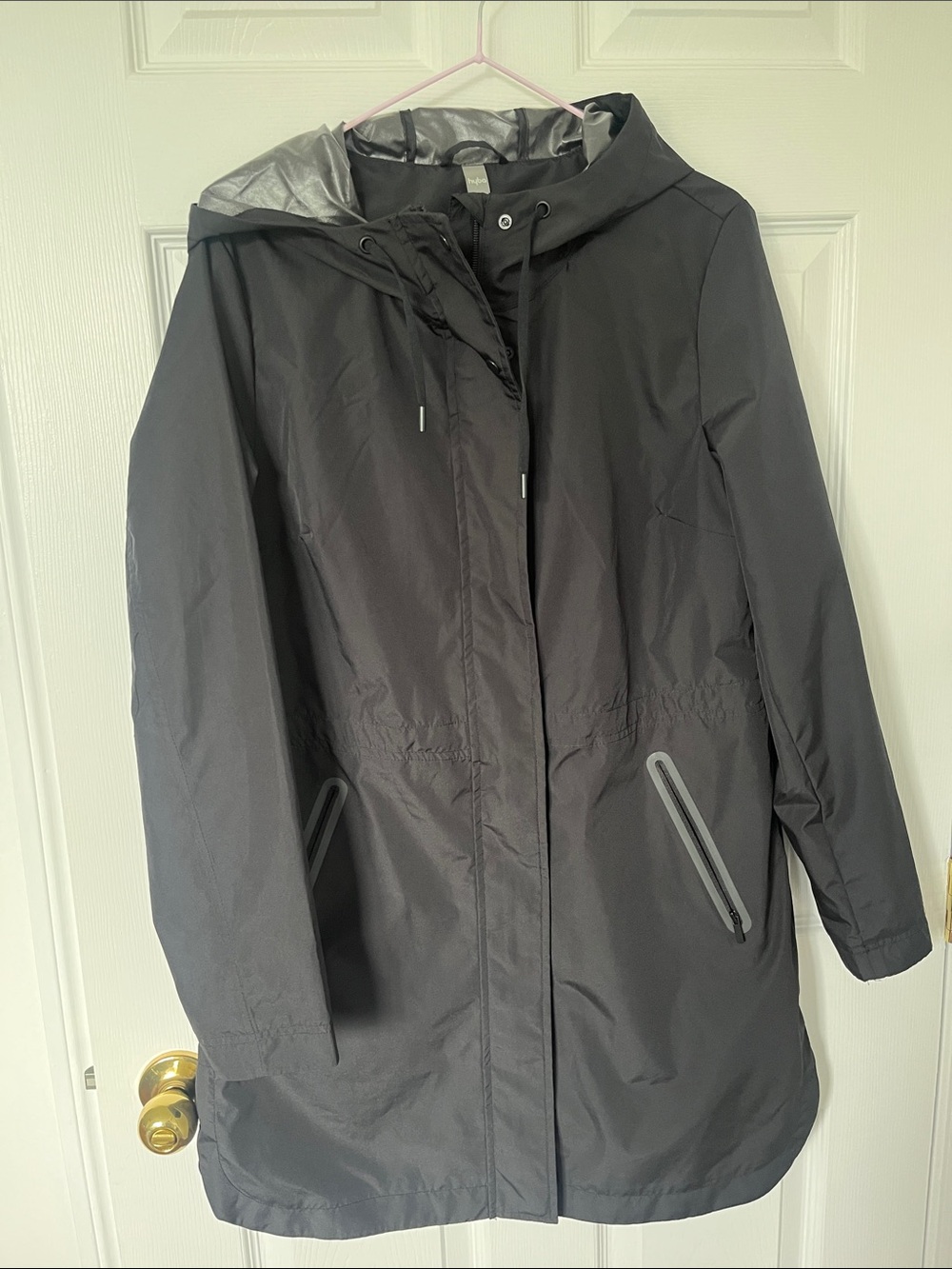 Hyba Women's Black Hooded Rain Jacket